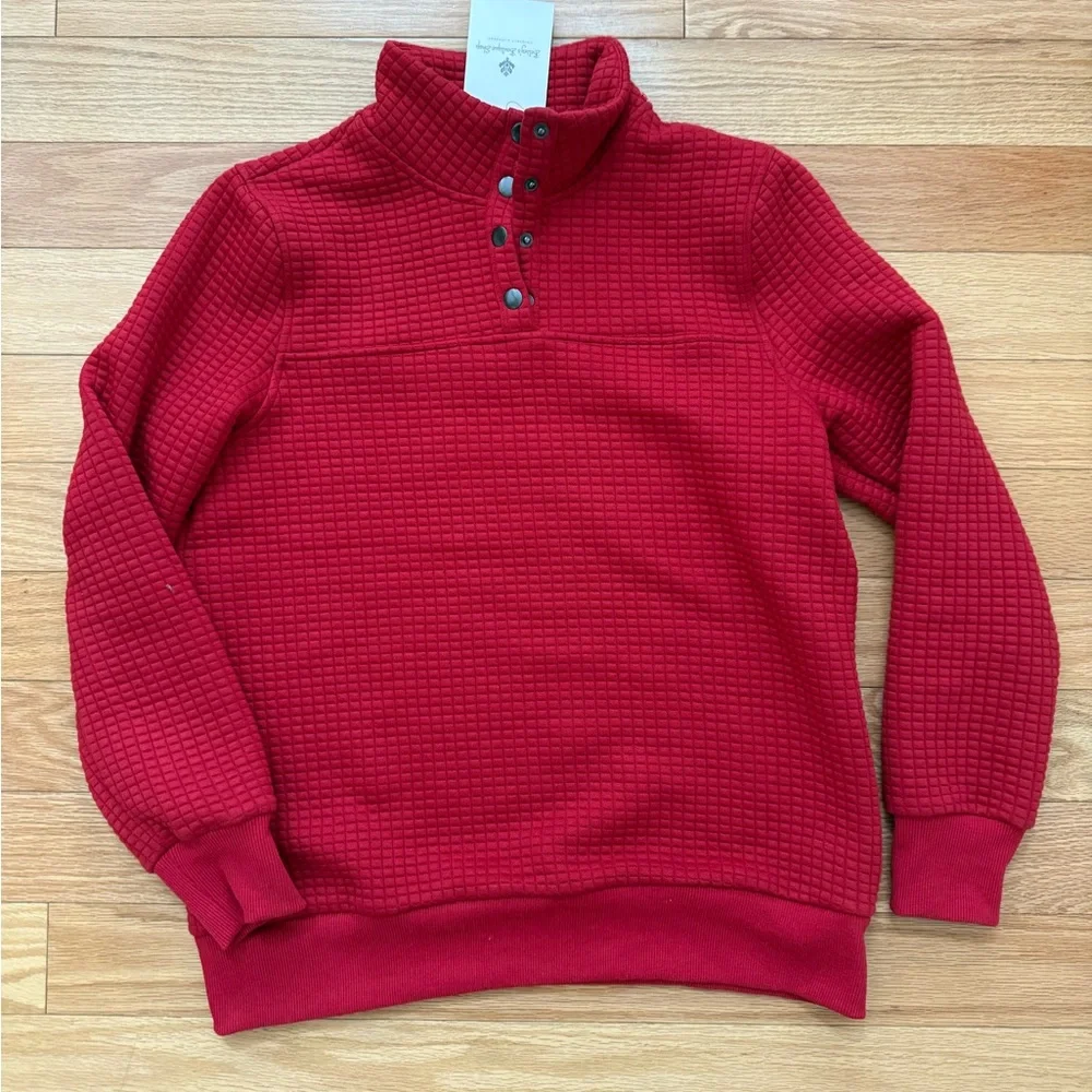 Women's Red Button-Up Pullover - Picture 1 of 6